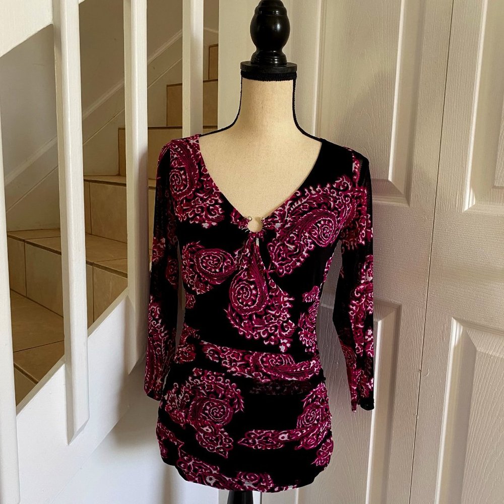 INC Paisley Black & Purple Blouse